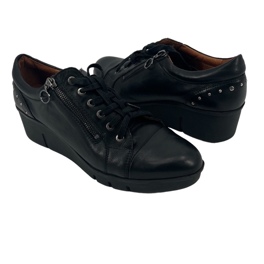 Pikolinos Black Embellished Balerma Platform Wedge Shoes Size 42 Women's